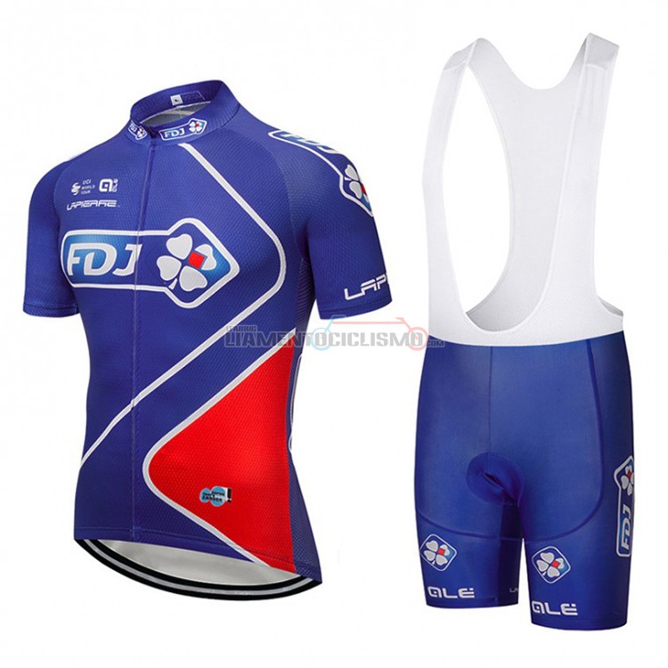 Abbigliamento Ciclismo FDJ Manica Corta 2018 Blu